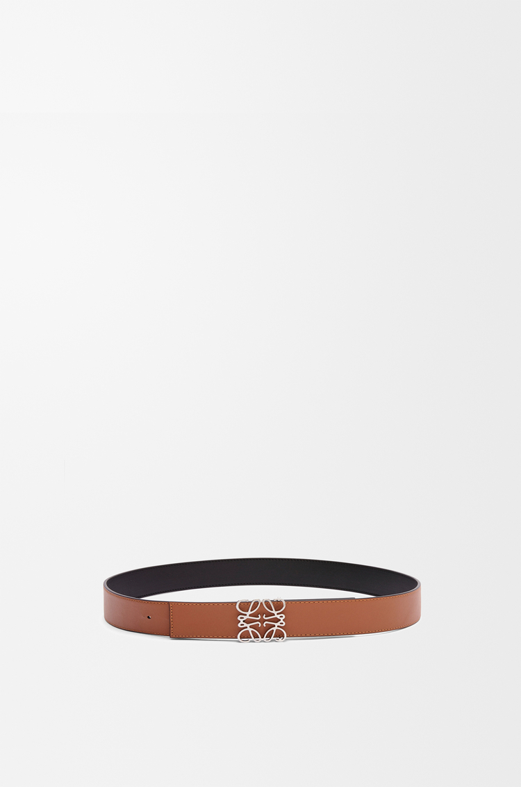 LOEWE Reversible Anagram belt in smooth calfskin Black/Tan/Palladium