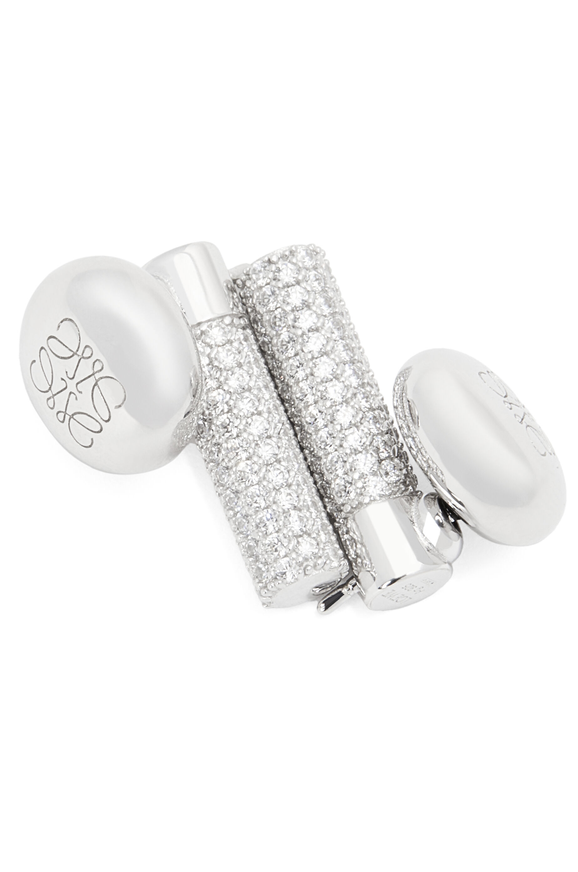 Pebble stud earrings in sterling silver and crystals Silver/White - LOEWE