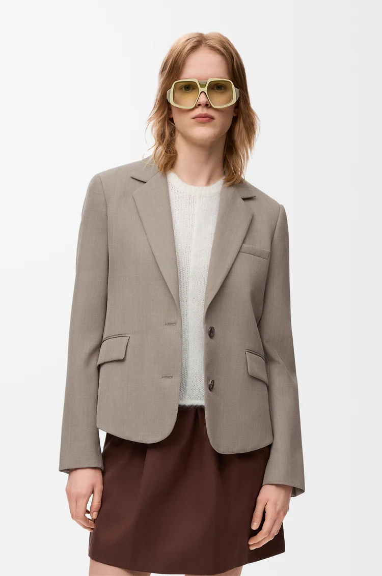 LOEWE Veste blazer en laine Beige Chiné