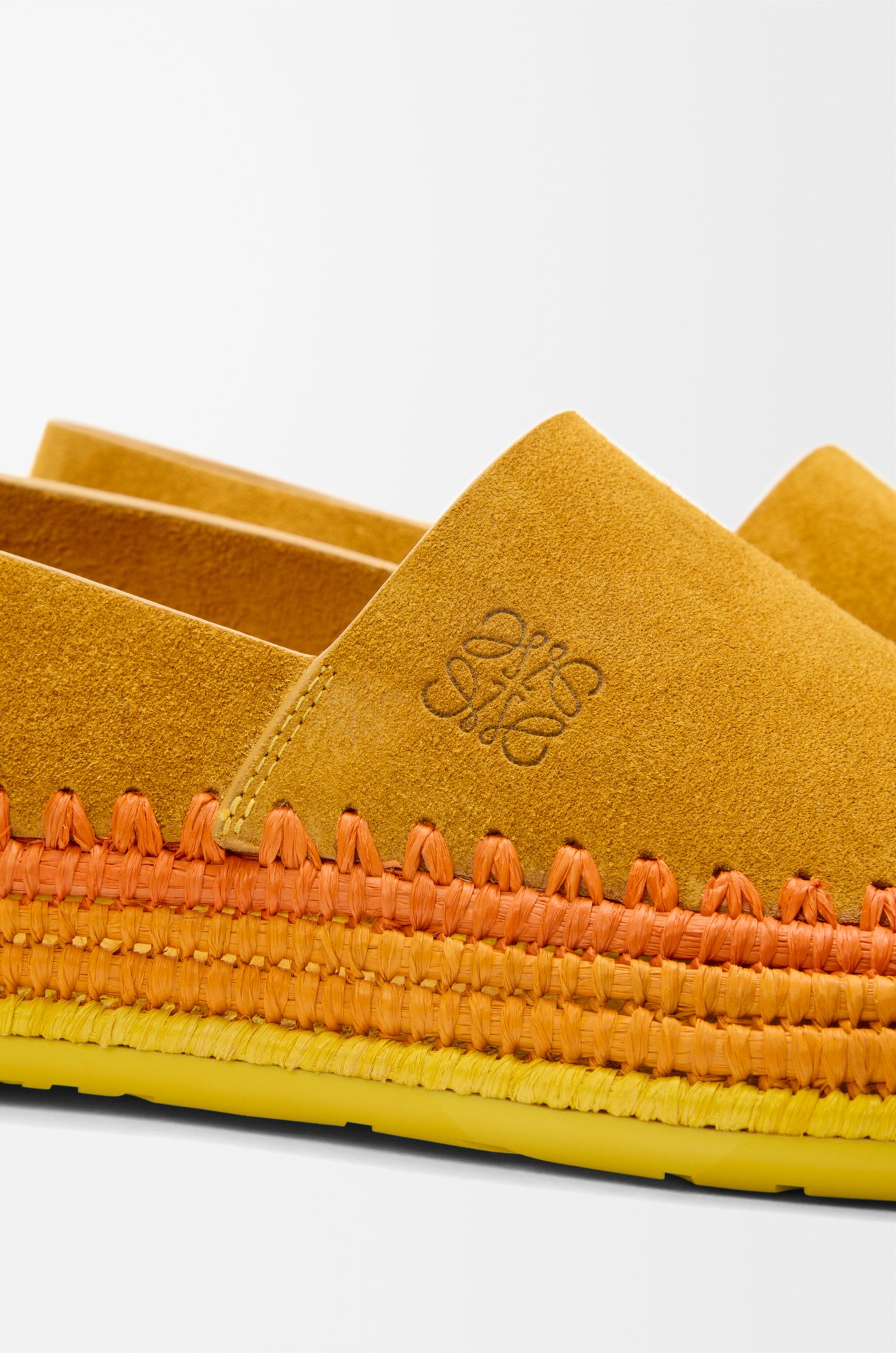 LOEWE Slipper Rio en ante y rafia Naranja
