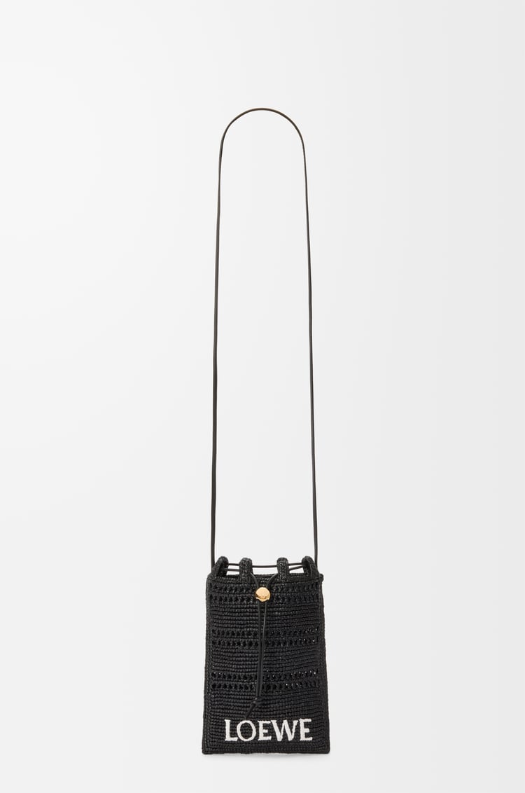 LOEWE Drawstring pocket in raffia  Black