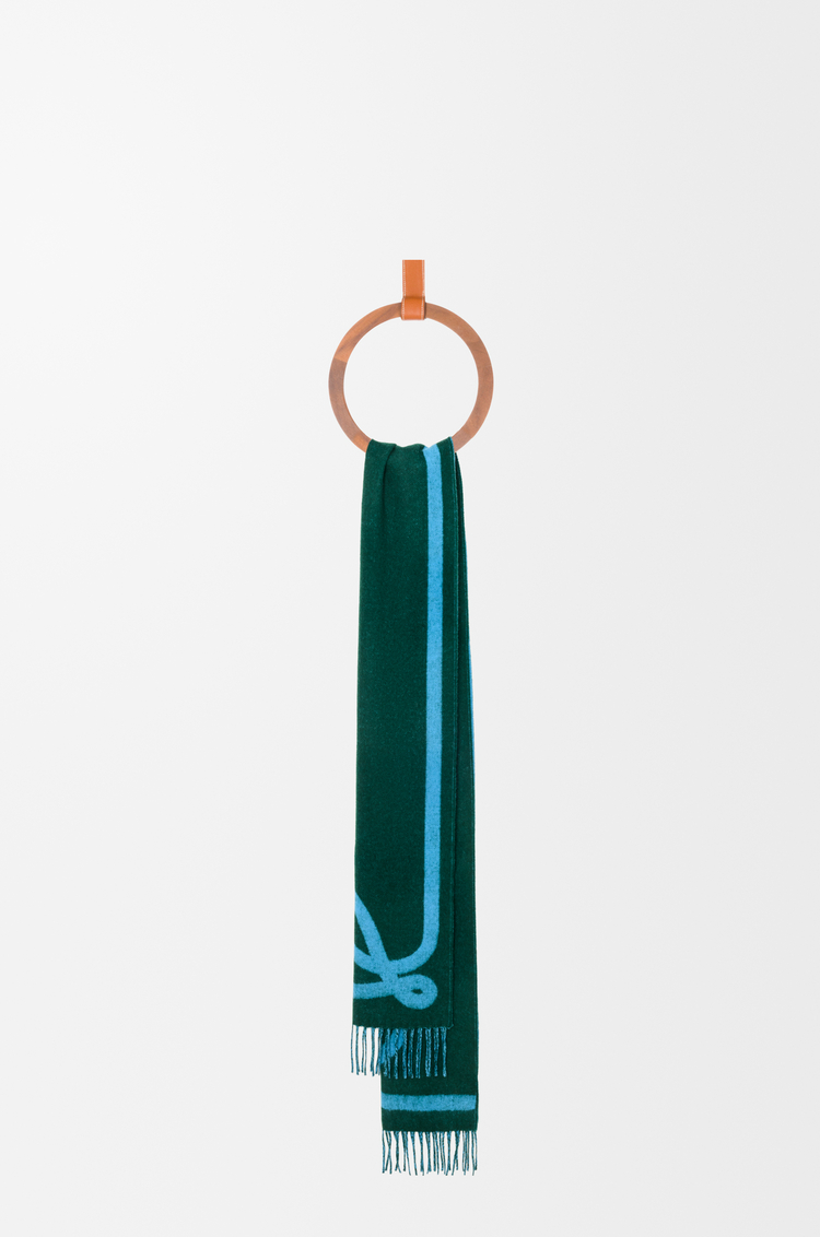 LOEWE Bufanda en lana y cashmere Verde Oscuro/Azul