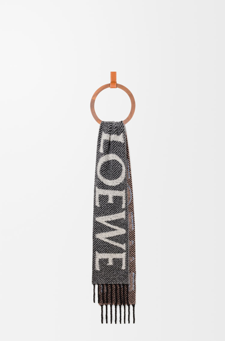 LOEWE Bufanda en mezcla de alpaca y lana Azul Claro/Blanco