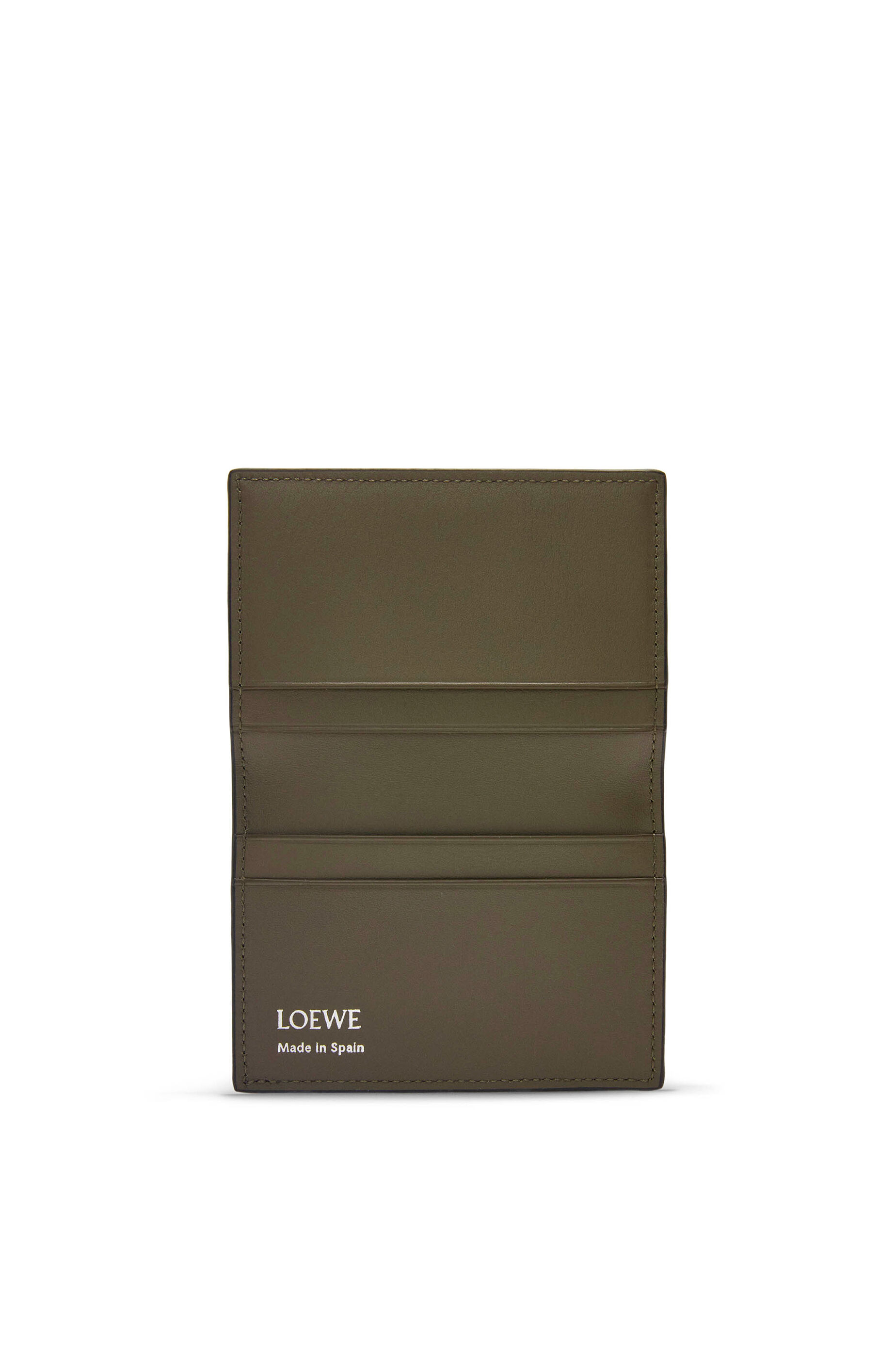スリム バイフォールド カードホルダー（シャイニーナパカーフ） ブラック/ダークカーキ - LOEWE