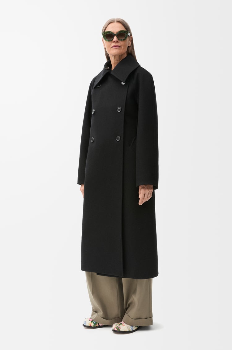 LOEWE Double-breasted coat in wool and cashmere Black