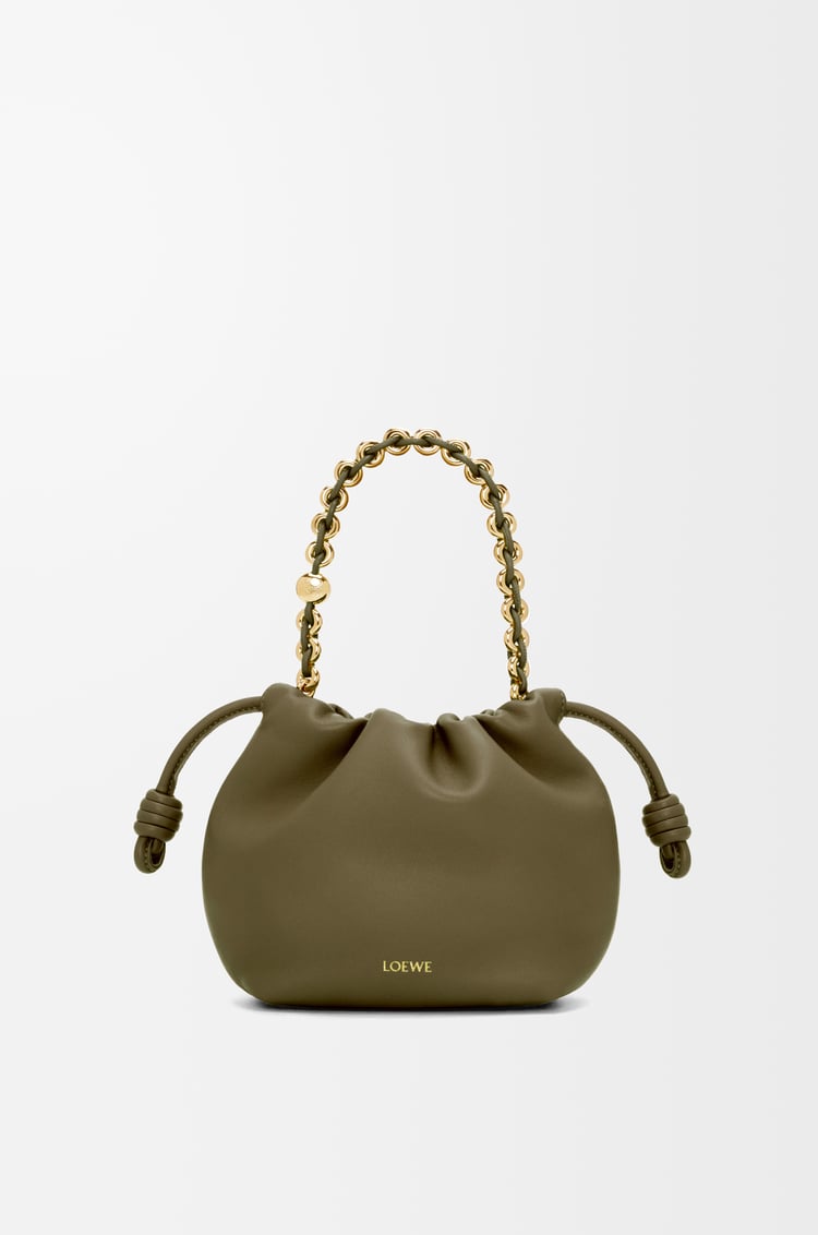 LOEWE Mini Flamenco purse in mellow nappa lambskin Dark Khaki