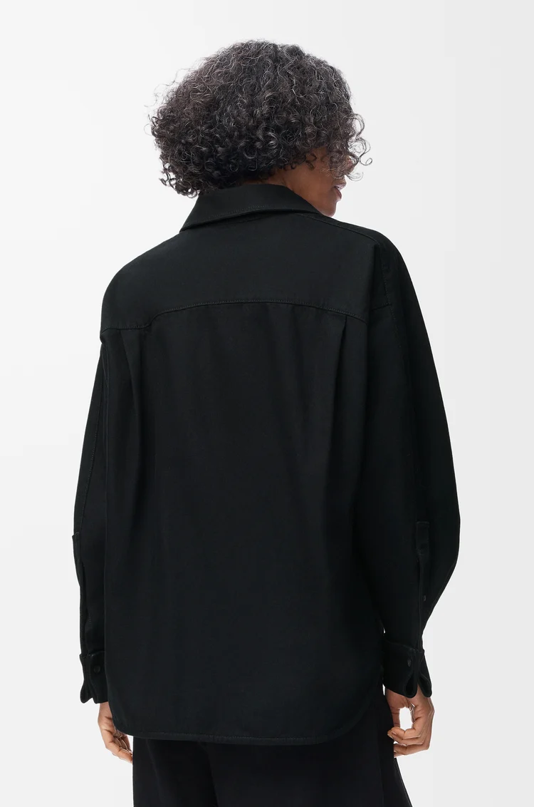 LOEWE Camisa cruzada en denim Negro