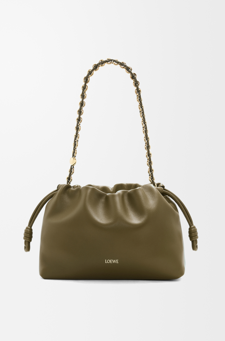 LOEWE Bolso Flamenco purse mediano en piel napa de cordero suave Verde Caqui Oscuro