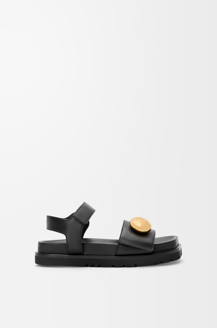 LOEWE Sandalia con plantilla Pebble en piel de ternera Negro