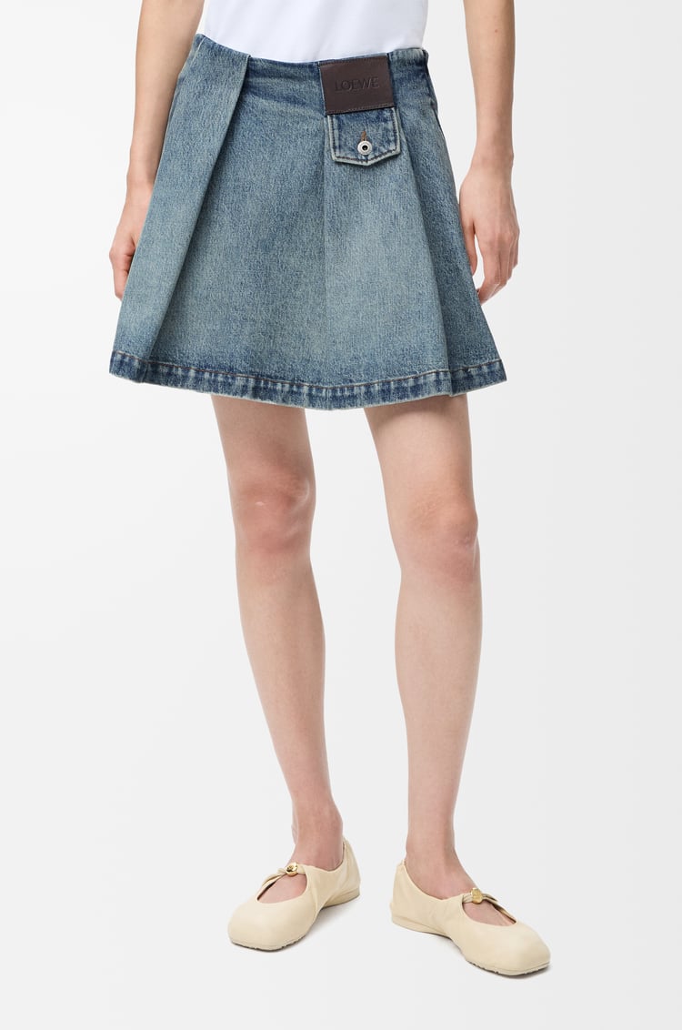 LOEWE Mini skirt in denim Washed Denim
