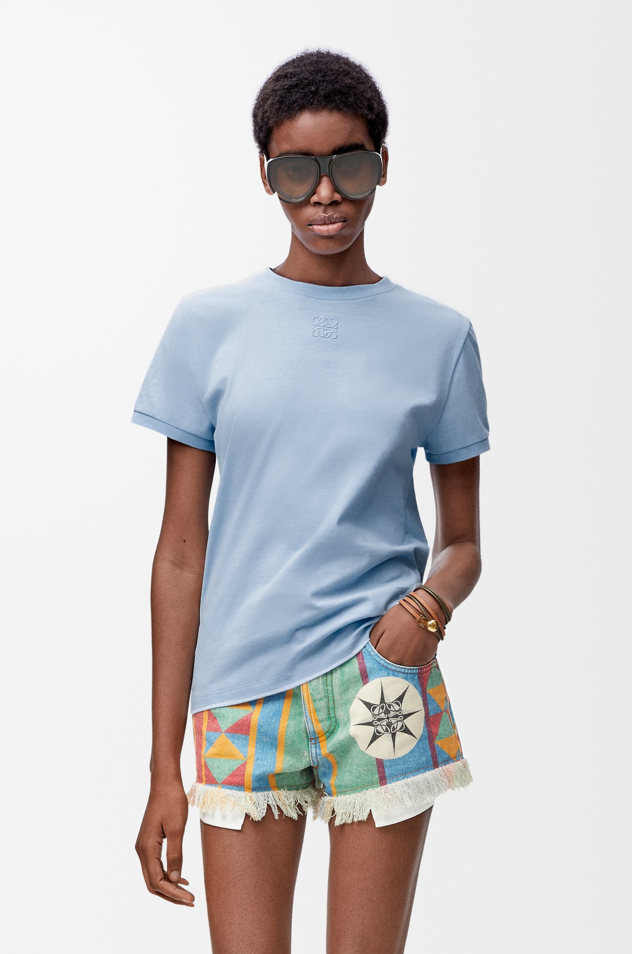 LOEWE レース Tシャツ（コットン） スカイブルー