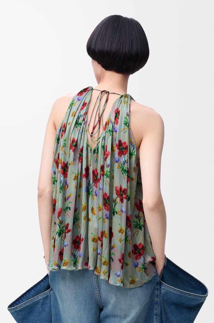 LOEWE Halter top in viscose Green/Red