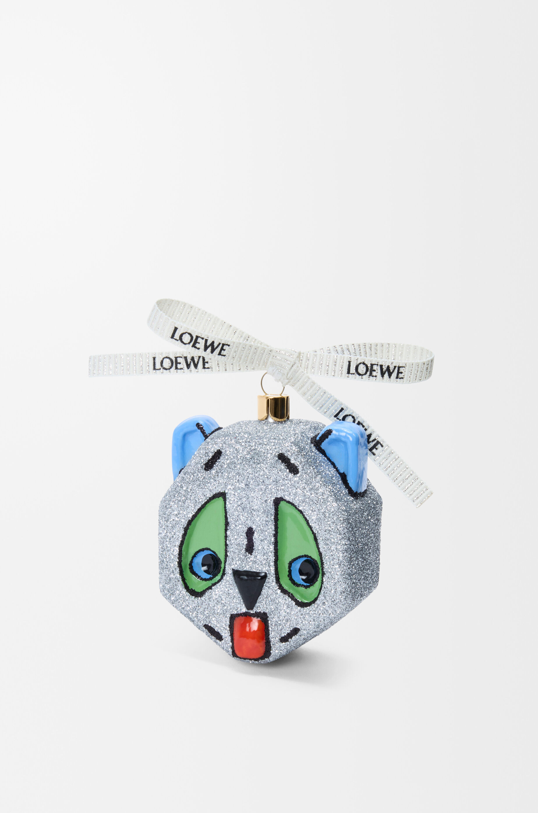 Futurist Cat bauble in blown glass White - LOEWE USA Official Website