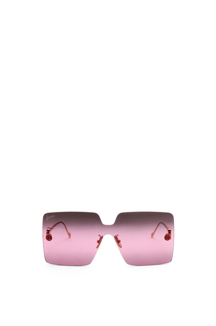 LOEWE Rimless mask sunglasses in metal Pink/Dark Green