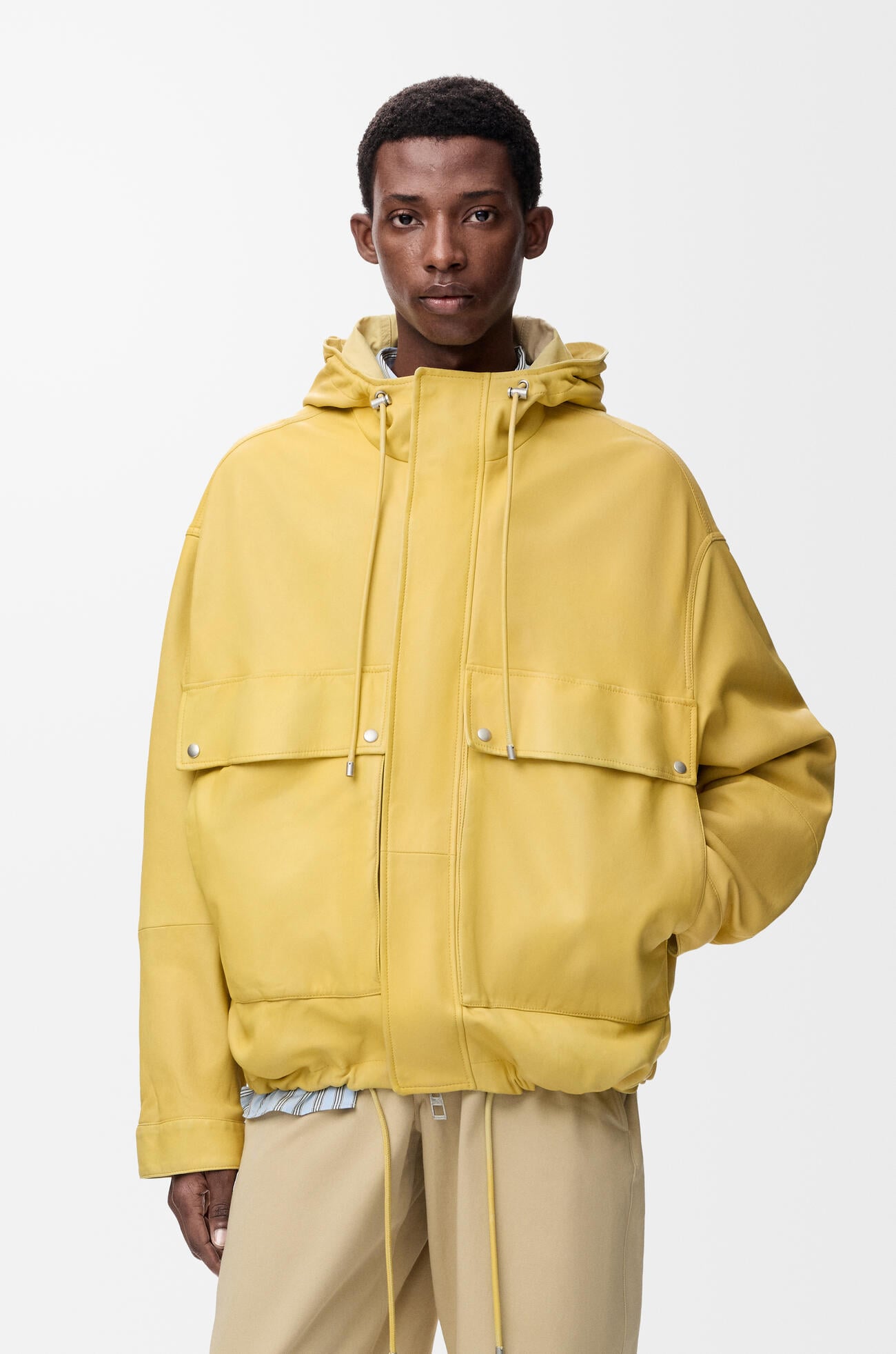 LOEWE Short parka in nappa lambskin Light Yellow