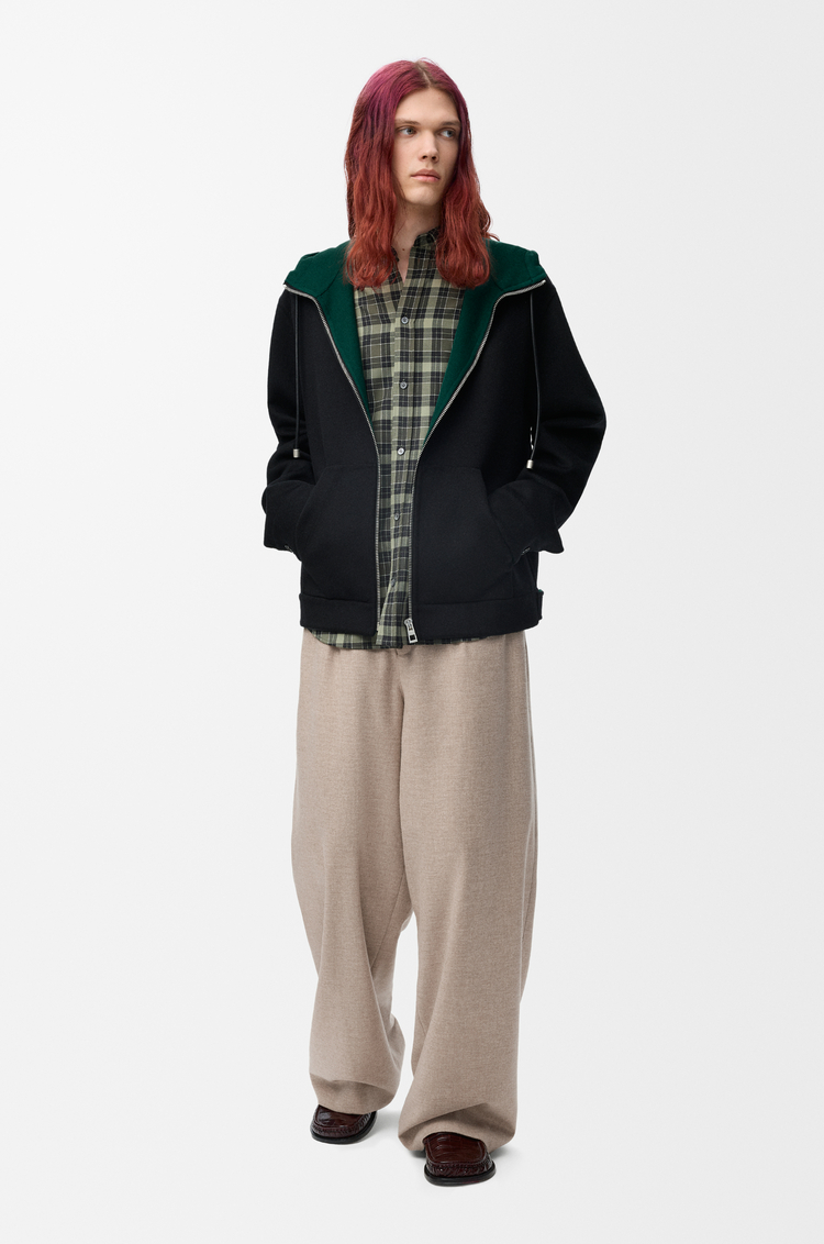 LOEWE Drawstring trousers in wool and cashmere Beige Melange