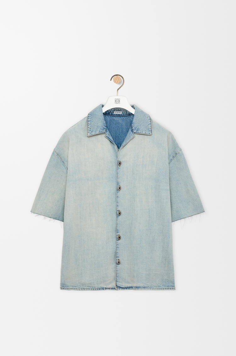 LOEWE Anagram short sleeve shirt in denim Washed Blue