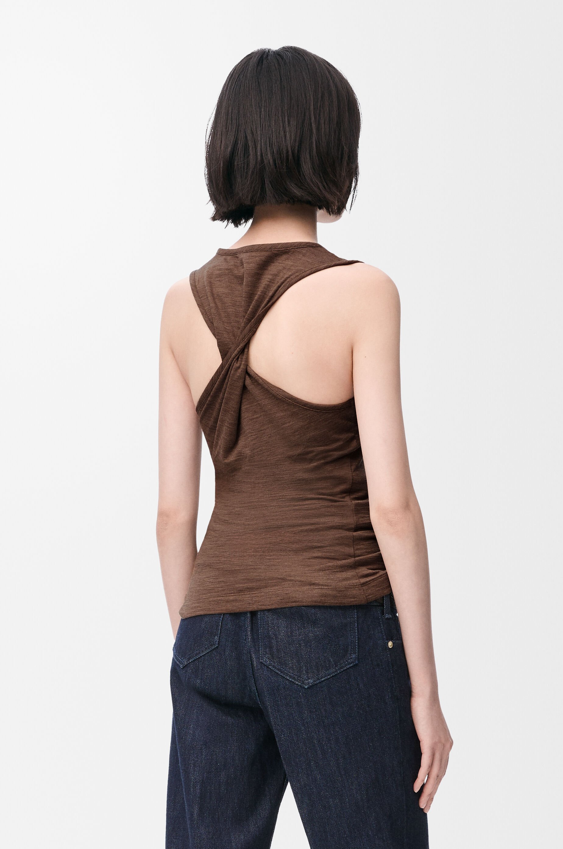 Anagram tank top in stretch wool Brown - LOEWE