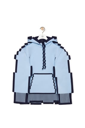 LOEWE Pixelated hoodie in technical knit Light Blue