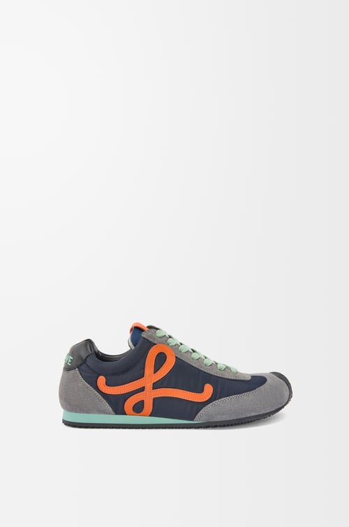 LOEWE Ballet Runner 2.0 in nylon and calfskin Navy/Orange/Turquoise