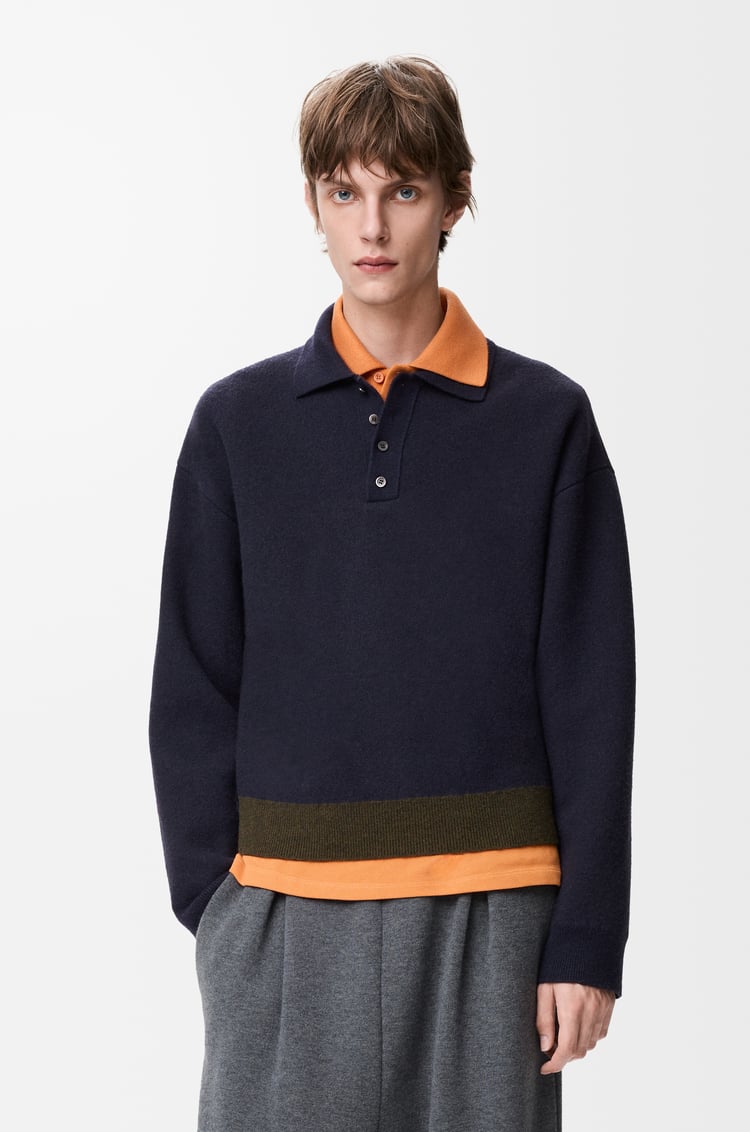 LOEWE Polo sweater in wool Navy Blue