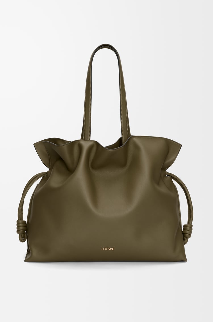 LOEWE Bolso Flamenco Clutch XL en piel napa de ternera Verde Caqui Oscuro