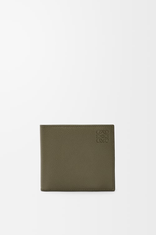 LOEWE 柔軟粒面小牛皮雙褶零錢夾 卡其綠