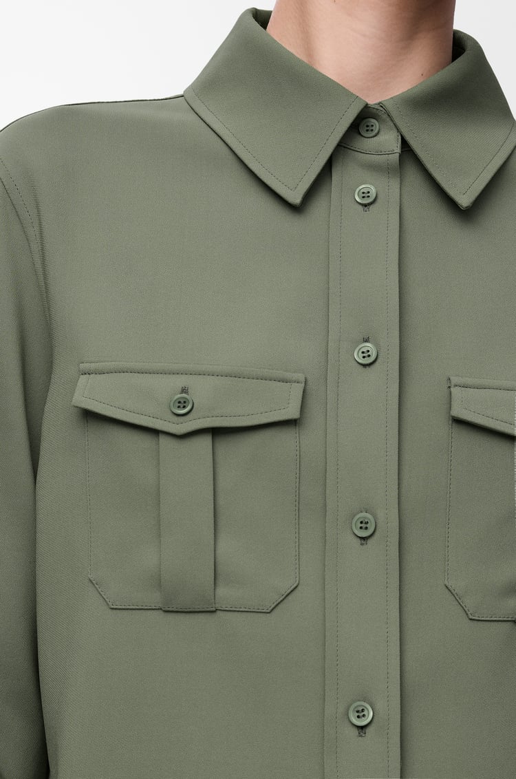 LOEWE Camisa en mezcla de viscosa elástica Verde Caqui Claro