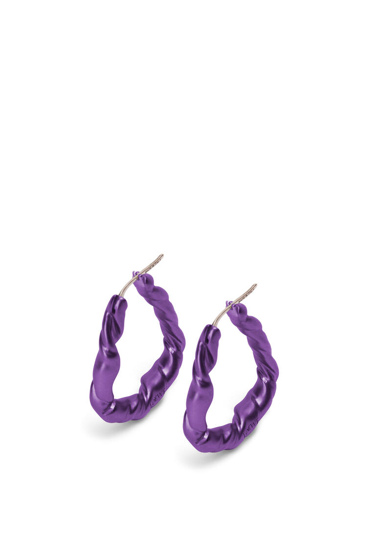 LOEWE 紋銀納帕皮革扭曲環形耳環 Dark Purple