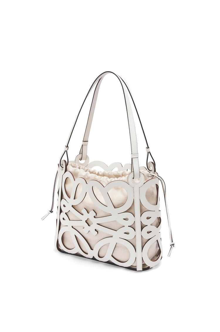 LOEWE Small Anagram cut-out tote in box calfskin Soft White