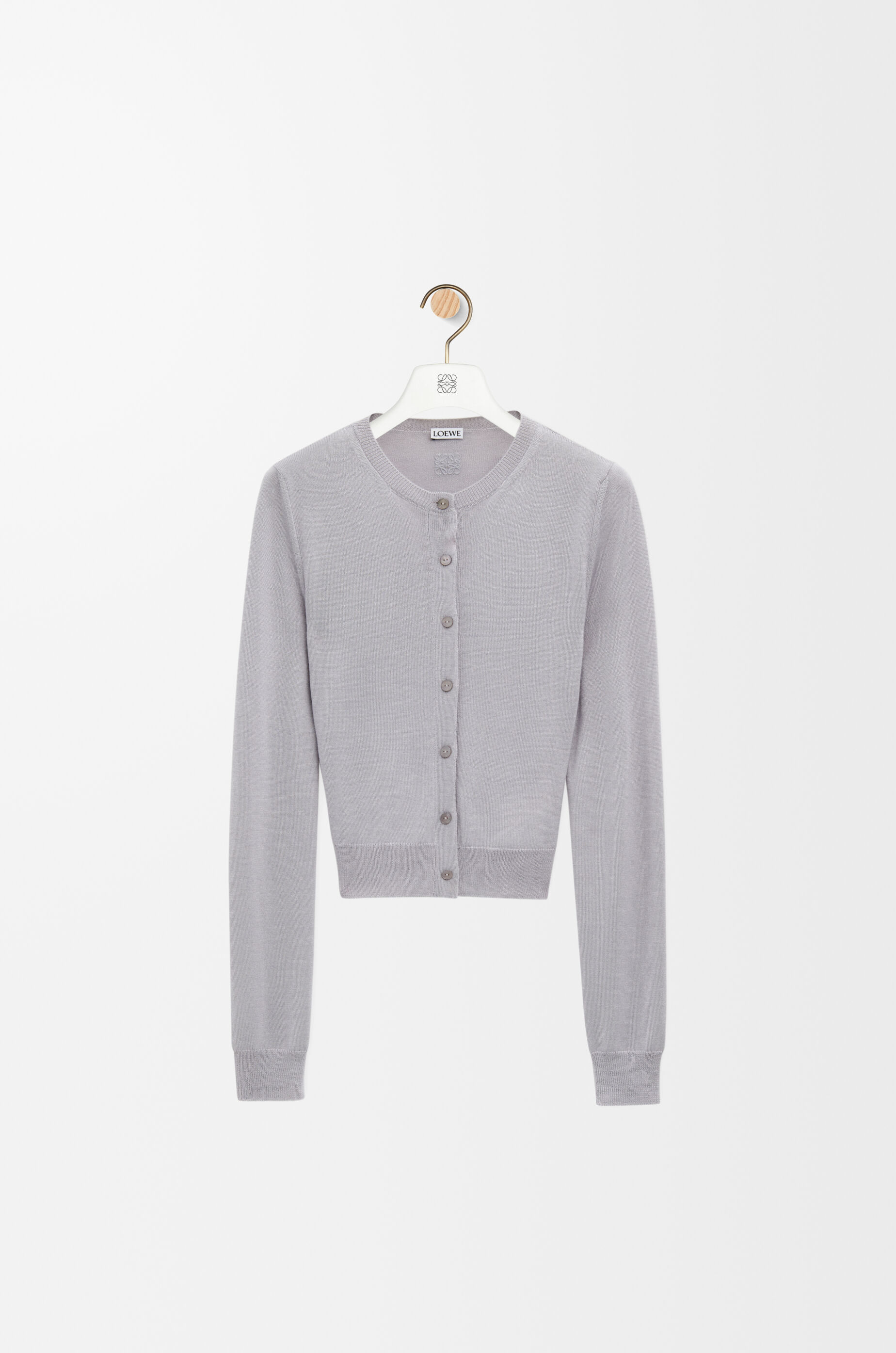 Draped cardigan in cashmere and silk Light Grey - LOEWE