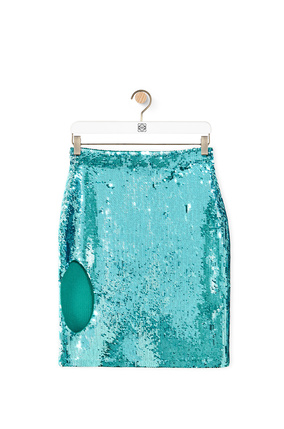 LOEWE Sequin cut-out skirt in viscose Turquoise