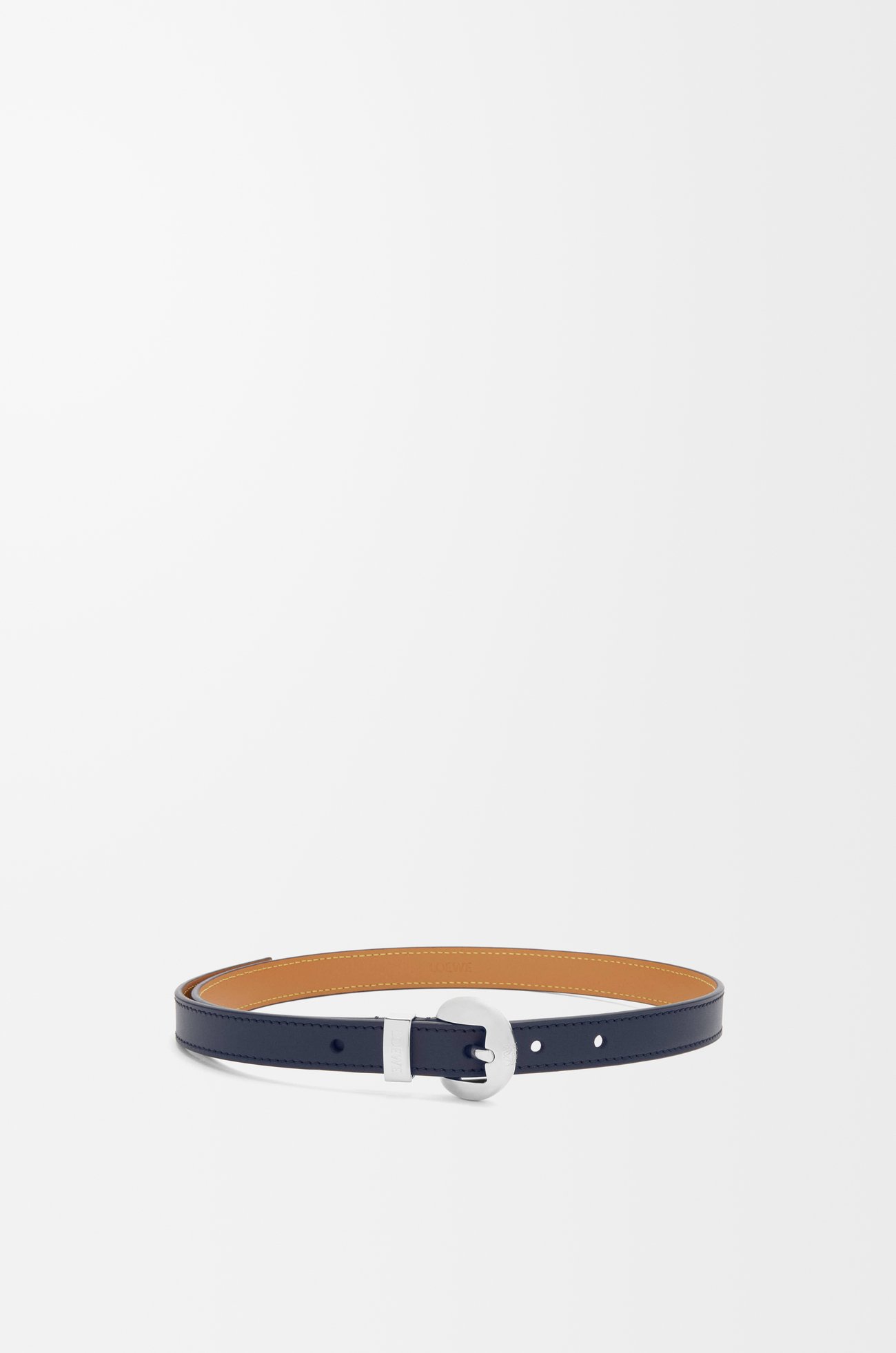 LOEWE 光滑小牛皮 Pebble 皮帶 海軍藍/鈀色
