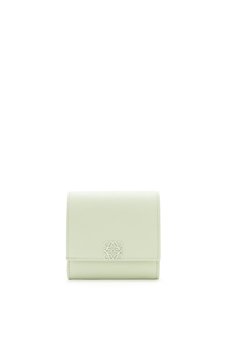 LOEWE Anagram compact flap wallet in pebble grain calfskin Spring Jade