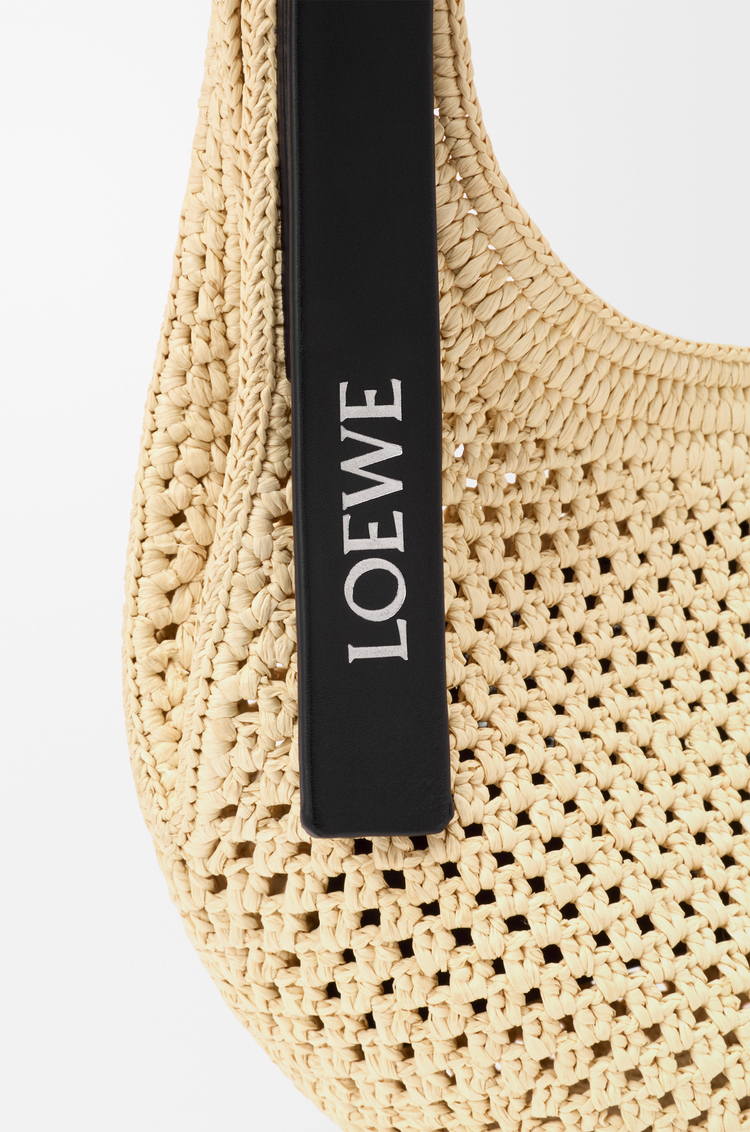 LOEWE Mini Punch Hole hobo in raffia and calfskin Natural/Black