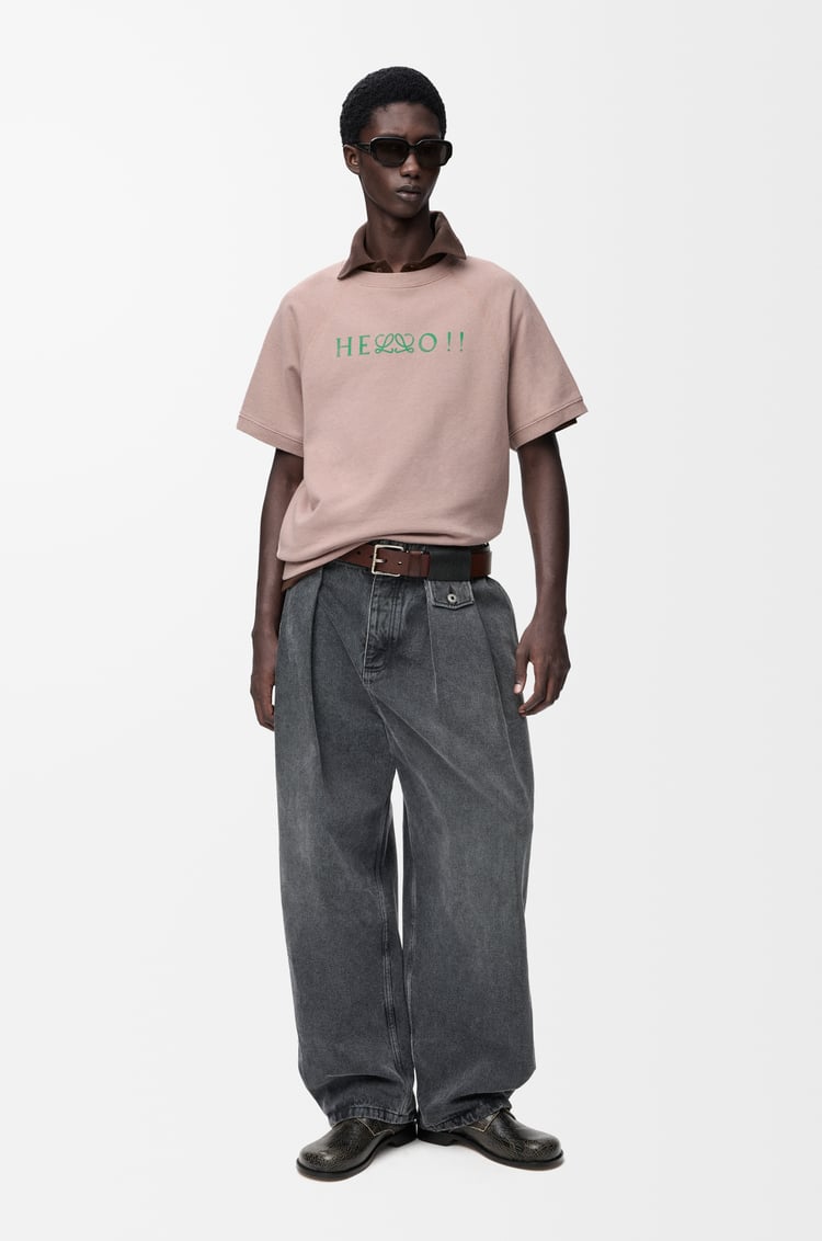 LOEWE Felpa a maniche corte in cotone Rosa Chiaro