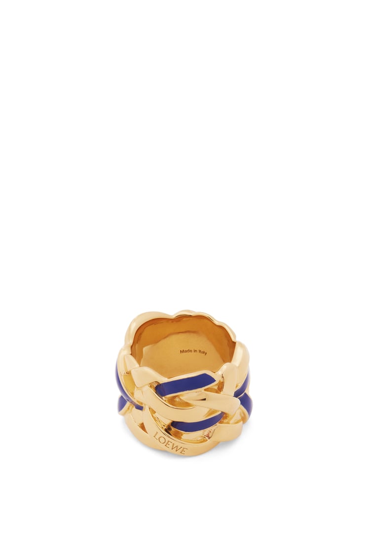 LOEWE Nest ring in sterling silver and enamel Gold/Midnight Blue