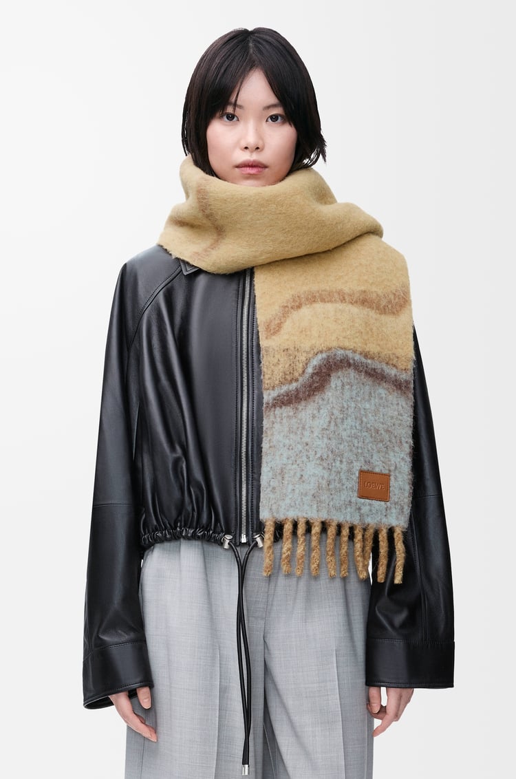 LOEWE Scarf in alpaca and wool blend Camel/Multicolor