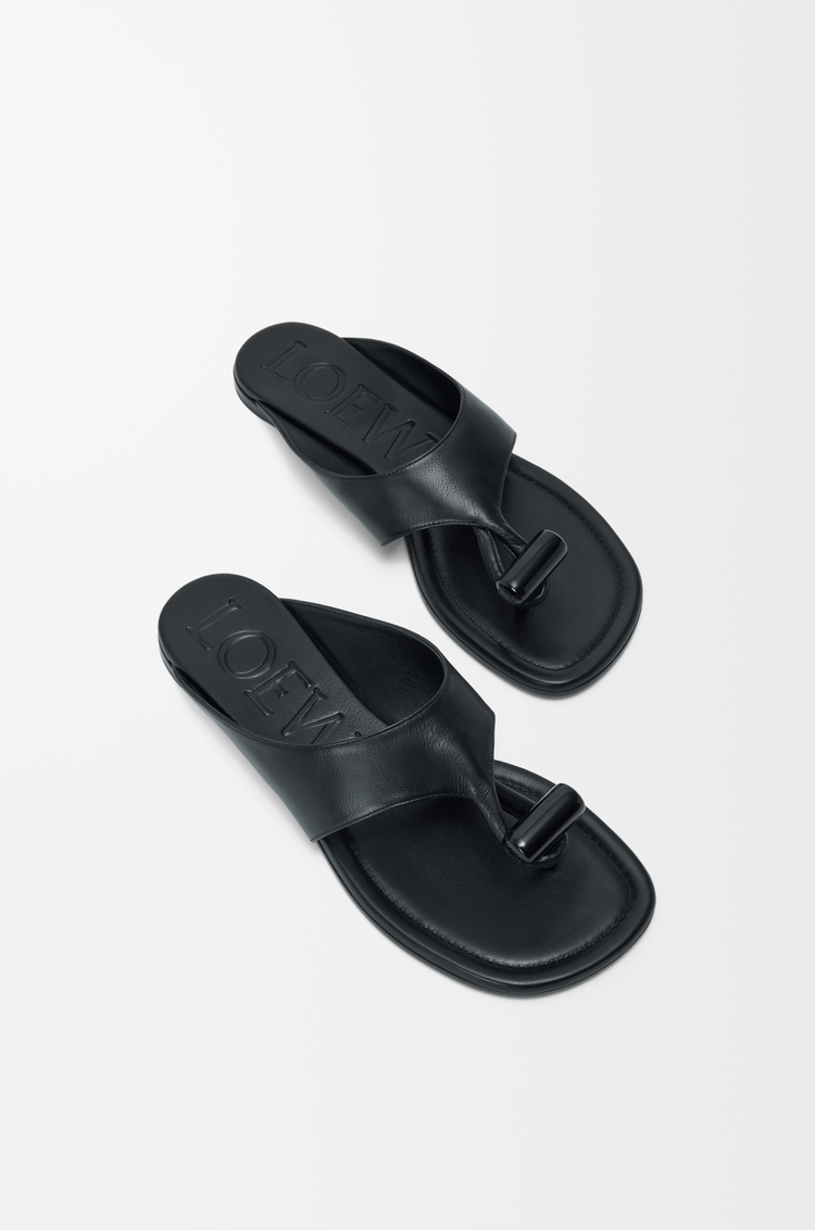 LOEWE Toggle flat sandal in shiny smoot calfskin Black