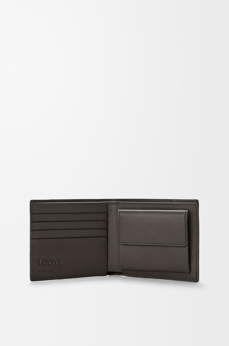 LOEWE Flache, kompakte Puzzle Brieftasche aus Seiden-Kalbsleder Dunkelgrau