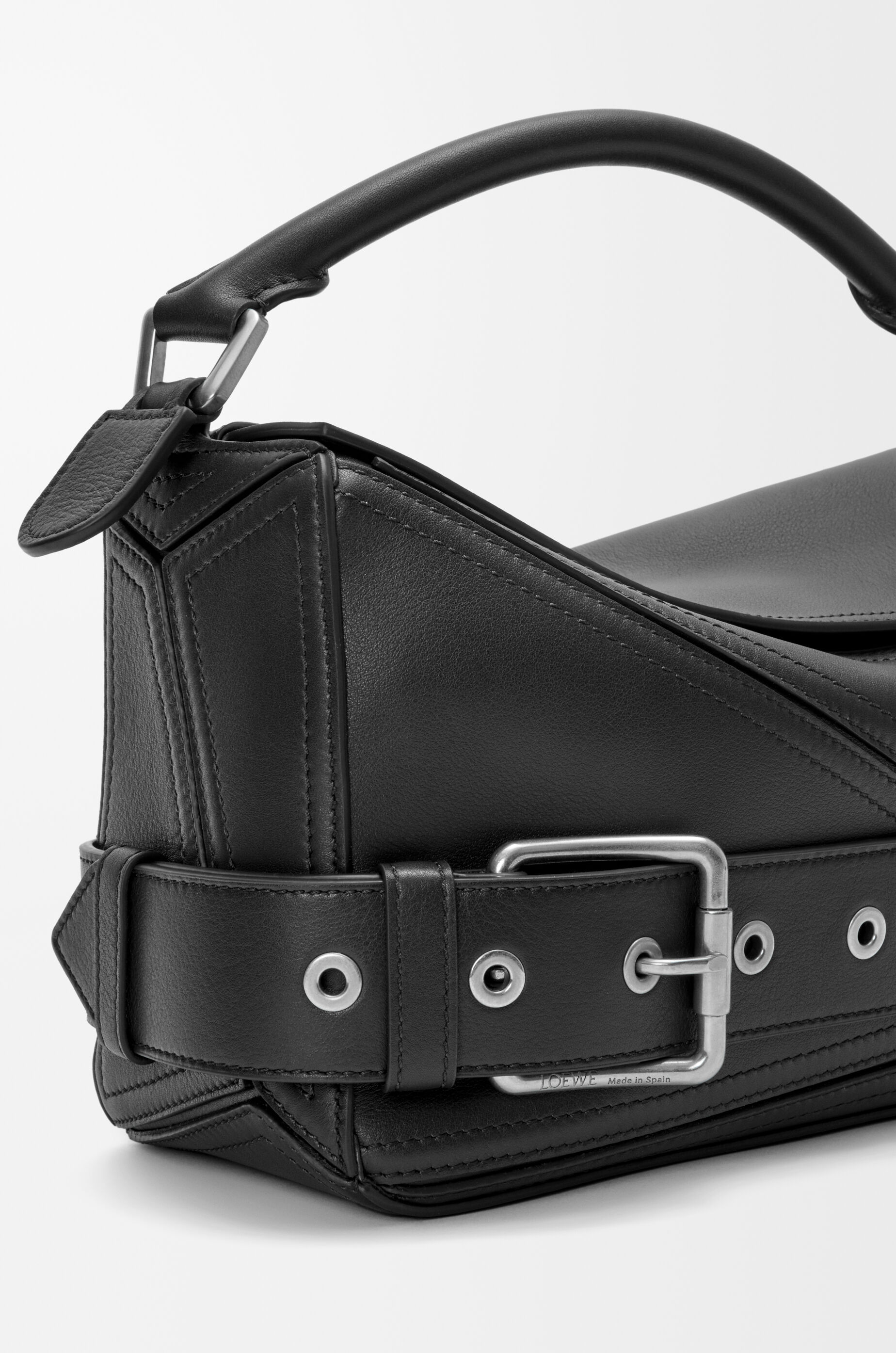 Small Puzzle Biker bag in shiny calfskin Black - LOEWE