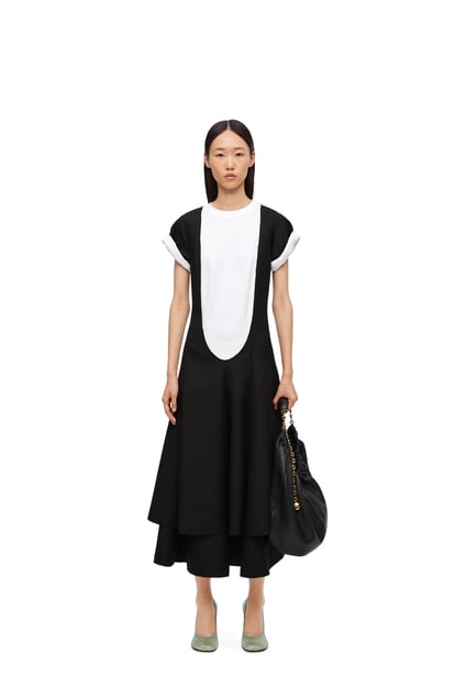 LOEWE Double layer dress in wool and cotton 黑色 plp_rd