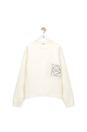 LOEWE Anagram pocket sweater in cotton and viscose Soft White