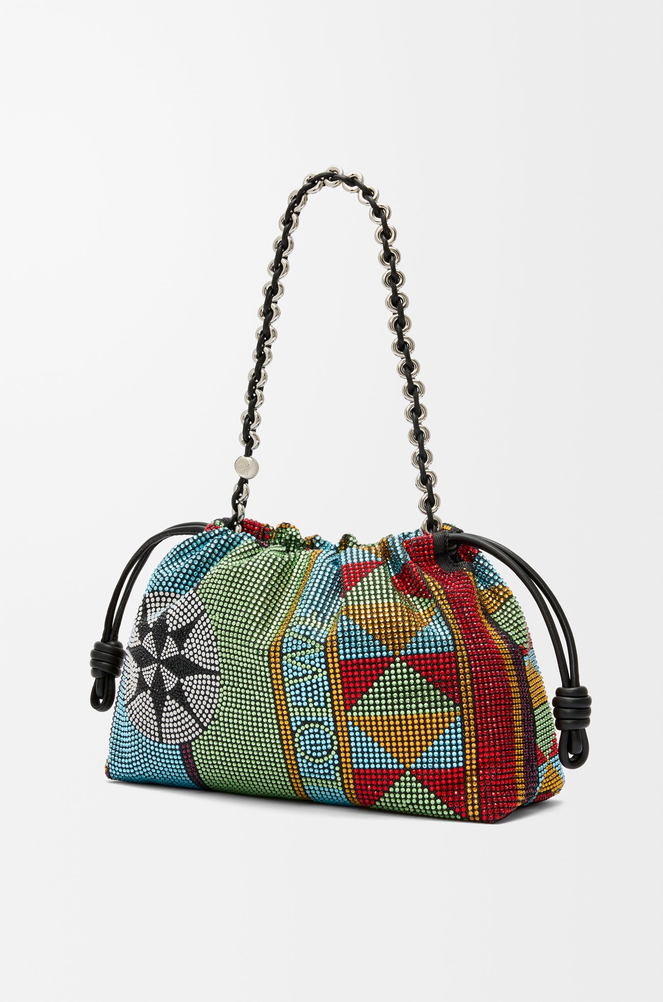 LOEWE Medium Flamenco purse in embellished denim Multicolor