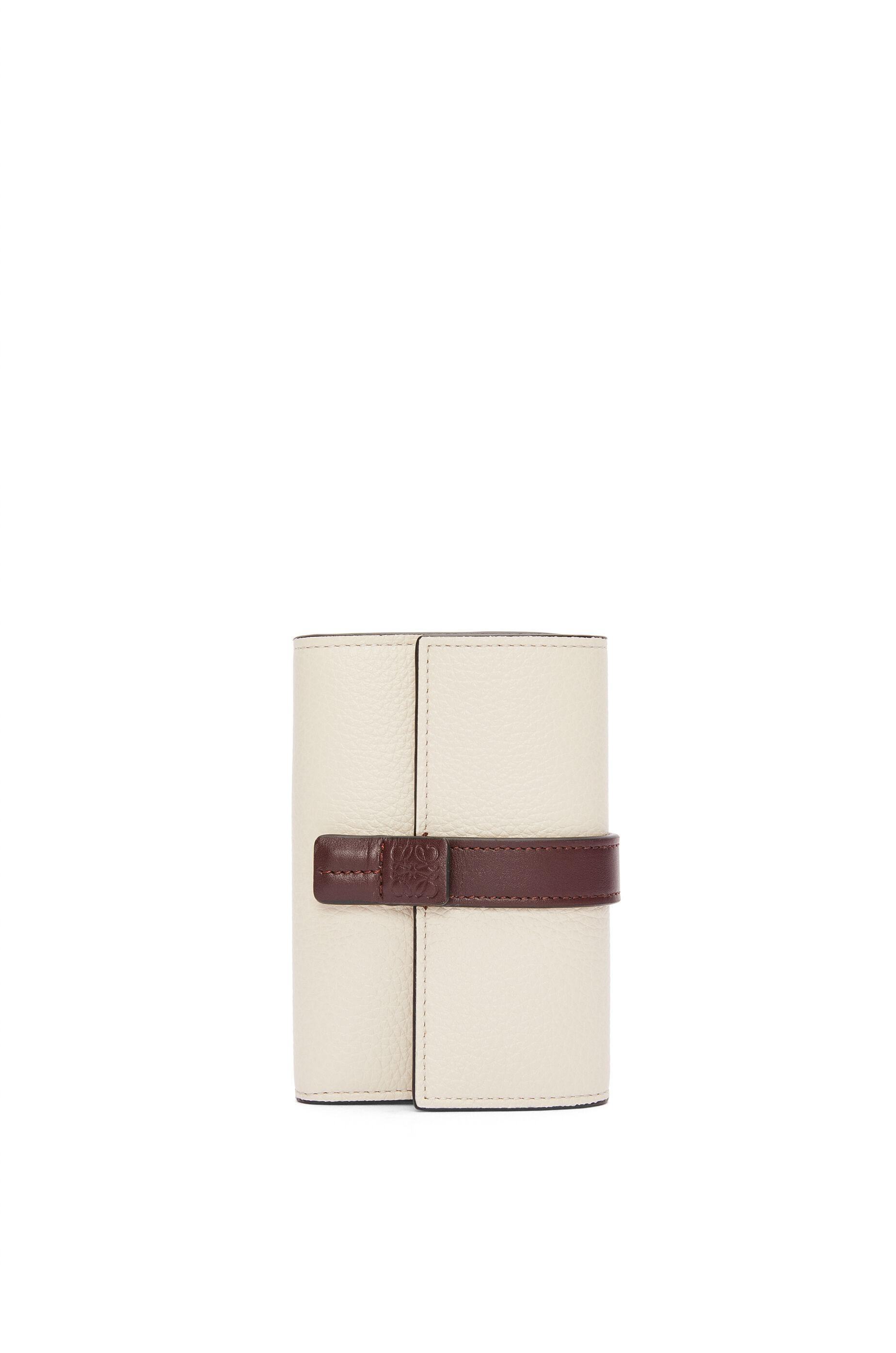 Small vertical wallet in soft grained calfskin Sea Salt Dark Burgundy Sahara LOEWE
