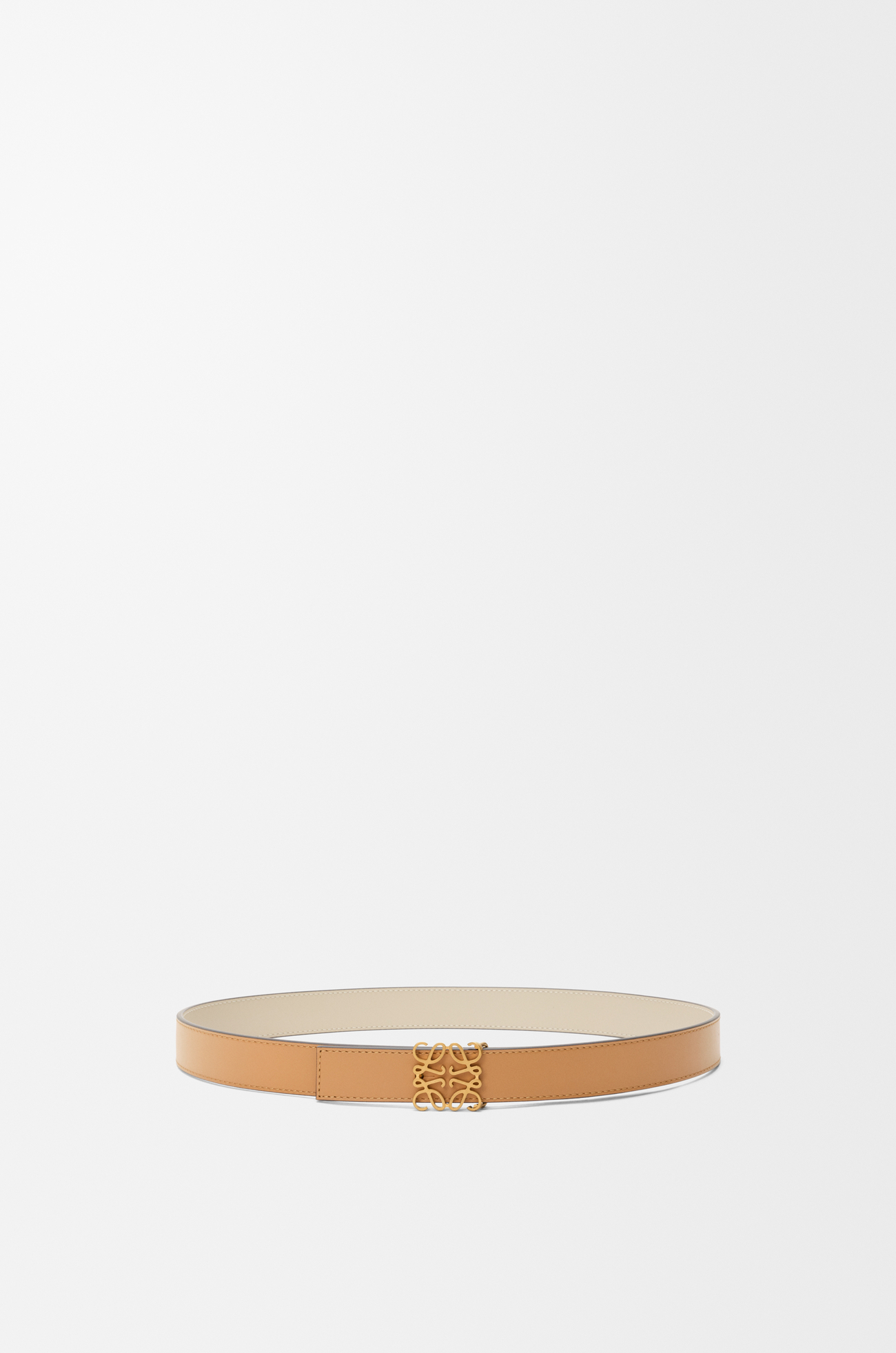 LOEWE Cinturón reversible Anagram en piel de ternera lisa Desierto Cálido/Avena/Bronce