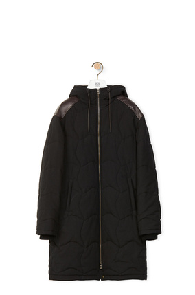 LOEWE Long puffer coat in cotton and calfskin Black plp_rd