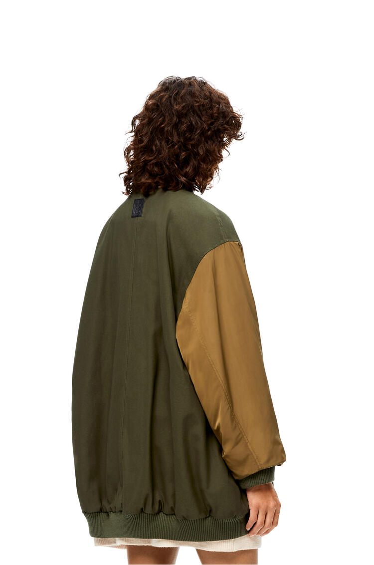 LOEWE Oversize long bomber jacket in cotton and nylon Loden Green pdp_rd