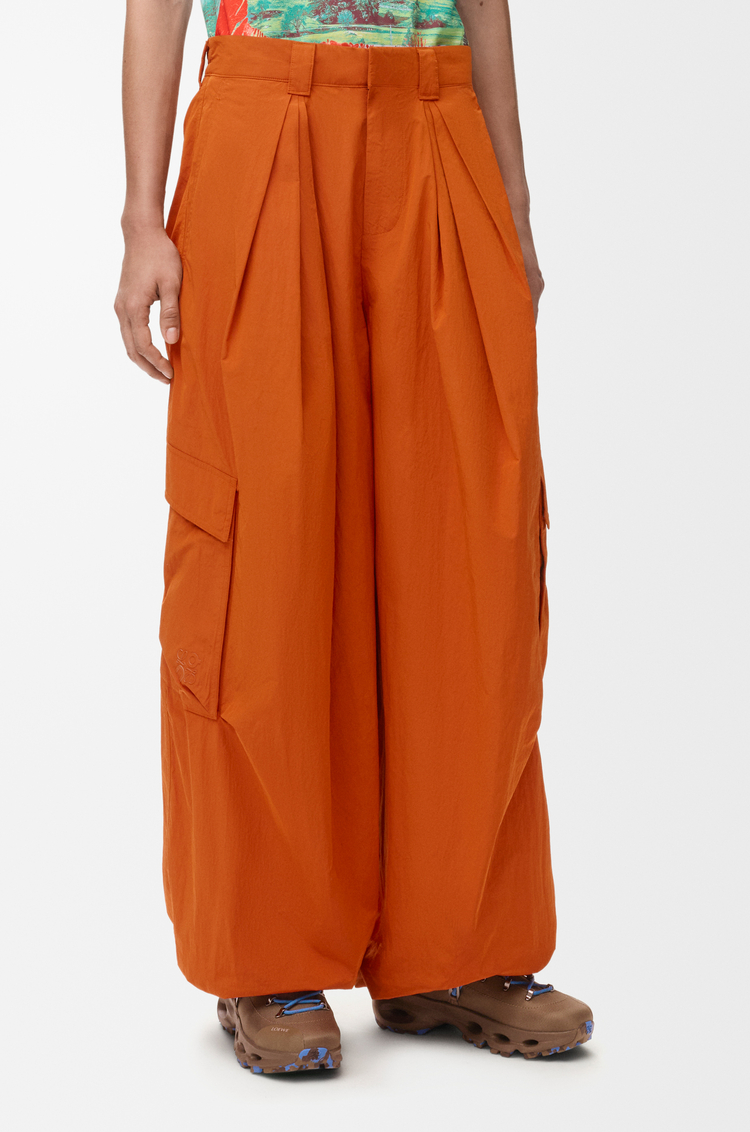 LOEWE Pleated cargo trousers in technical shell Dark Orange