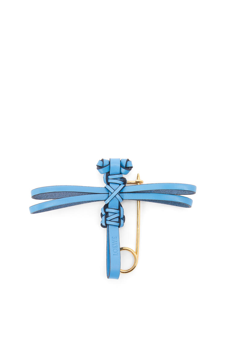 LOEWE Dragonfly pin charm in calfskin and metal Sky Blue